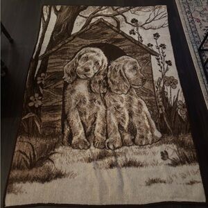 Vtg ‘90s Biederlack Blanket Twin Tiger Reversable Rectangular Shape Brown White